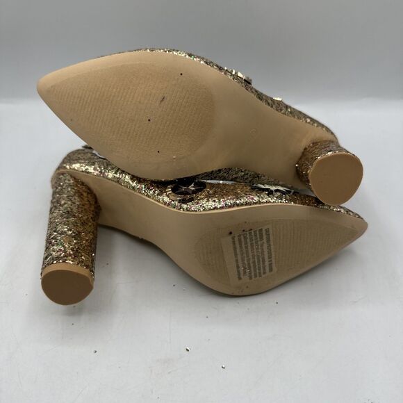 NEW Cape Robbin Pointy Toe Glitter Embellished Chunky High Heel Ankle Strap 8.5 - Picture 8 of 14